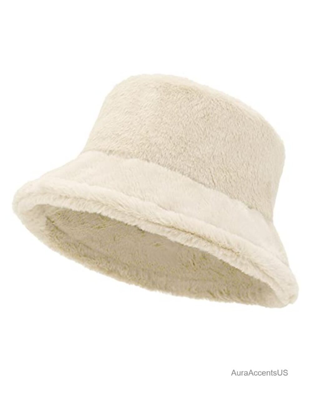Faux Fur Bucket Hat Polyester Warm Lining Winter Cozy Wide Brim